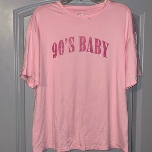 SHEIN short sleeved pink “90’S BABY” tee XS